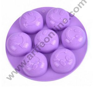 Cake Decor Silicon 7 Cavity Smiley Shape Design Chocolate Mould Ice, Jelly Candy Mould