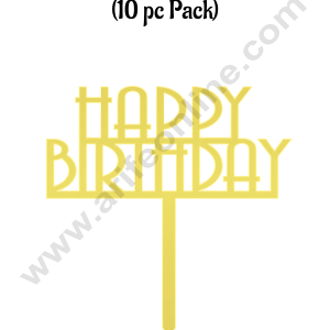 CAKE DECORβ’ 3 Inch 10 pcs Golden Acrylic Cake Topper - Happy Birthday ( SBMT-3INCH-07 )
