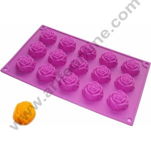 Cake Decor Silicon 15 in 1 Rose Shape Muffin Cupcake Mould
