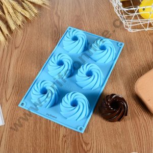 CAKE DECOR™ 6 Cavity Swirl Bundt Shape Silicone Mould | Non-Stick Mini Cupcake & Chocolate Mould