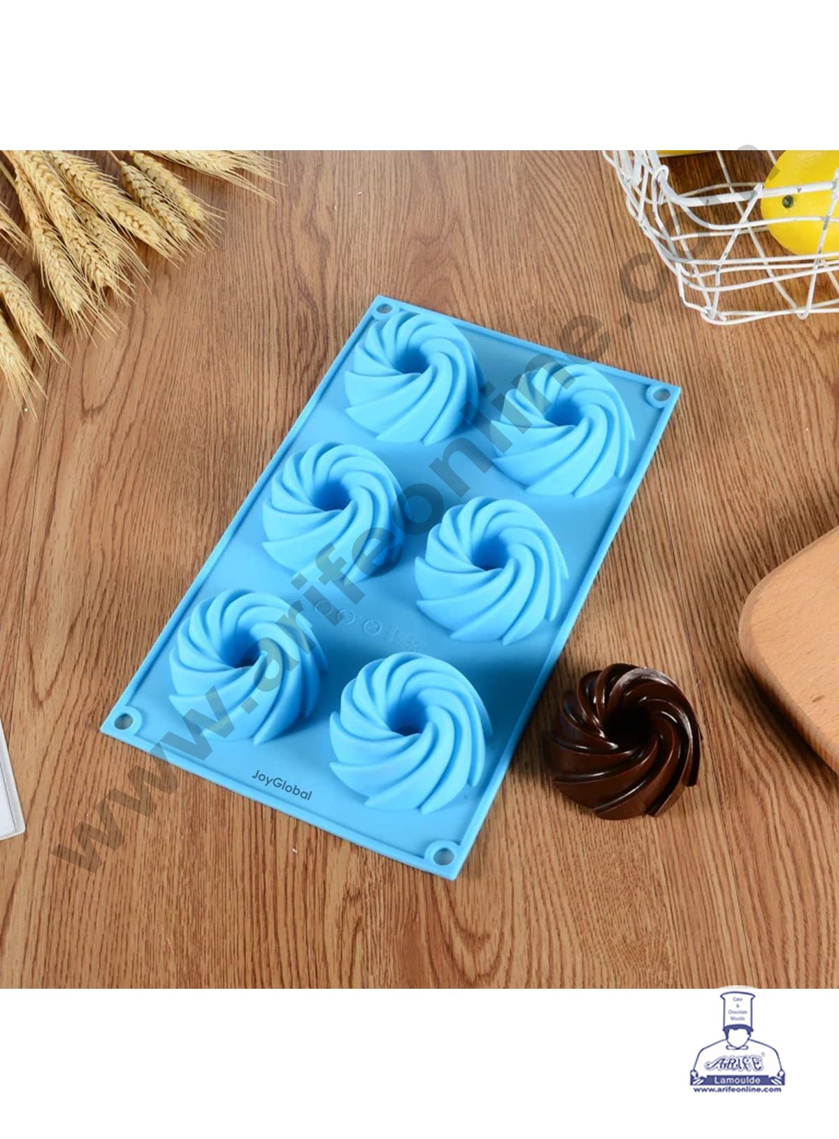 CAKE DECORβ’ 6 Cavity Swirl Bundt Shape Silicone Mould | Non-Stick Mini Cupcake & Chocolate Mould