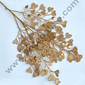CAKE DECOR™ Golden Artificial Heart Leaf | Decorative Item For Cake Decoration- 1 Stick