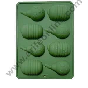 Cake Decor 8 Cavity Anar and Sutli Rassi Bomb Shape Mold Silicone Chocolate Mould (Multicolor)