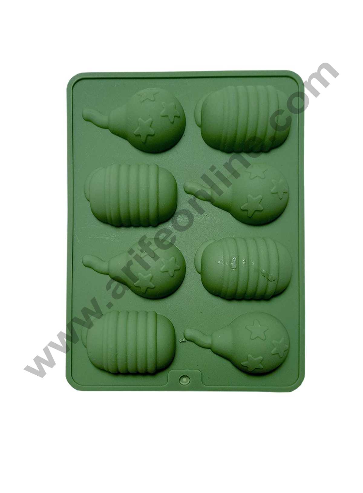 Cake Decor 8 Cavity Anar and Sutli Rassi Bomb Shape Mold Silicone Chocolate Mould (Multicolor)