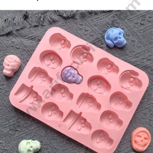 CAKE DECORβ’ 16-Cavity Assorted Skull Halloween Silicone Mold - SBSM-LBM-1354