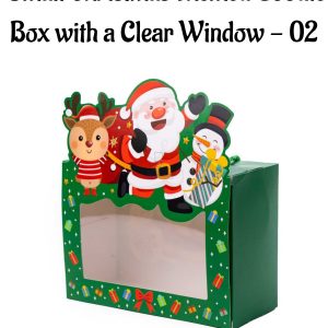 Small Christmas Themed Goodie Box with a Clear Window - 02 | 16 x 8 x 12 cm | 1 Piece - CAKE DECORβ’