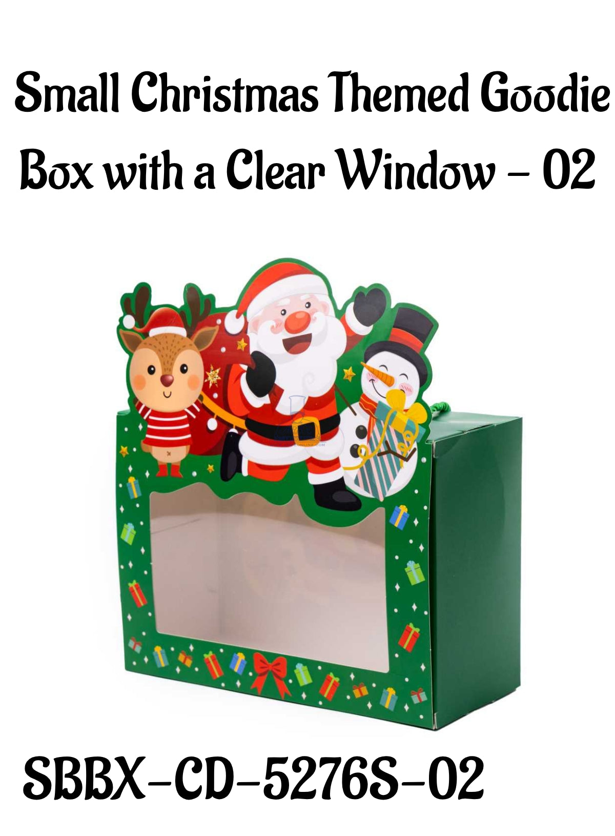 Small Christmas Themed Goodie Box with a Clear Window - 02 | 16 x 8 x 12 cm | 1 Piece - CAKE DECORβ’