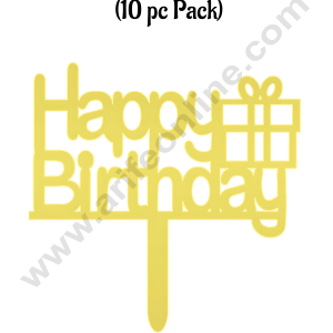CAKE DECORβ’ 3 Inch 10 pcs Golden Acrylic Cake Topper - Happy Birthday ( SBMT-3INCH-08 )