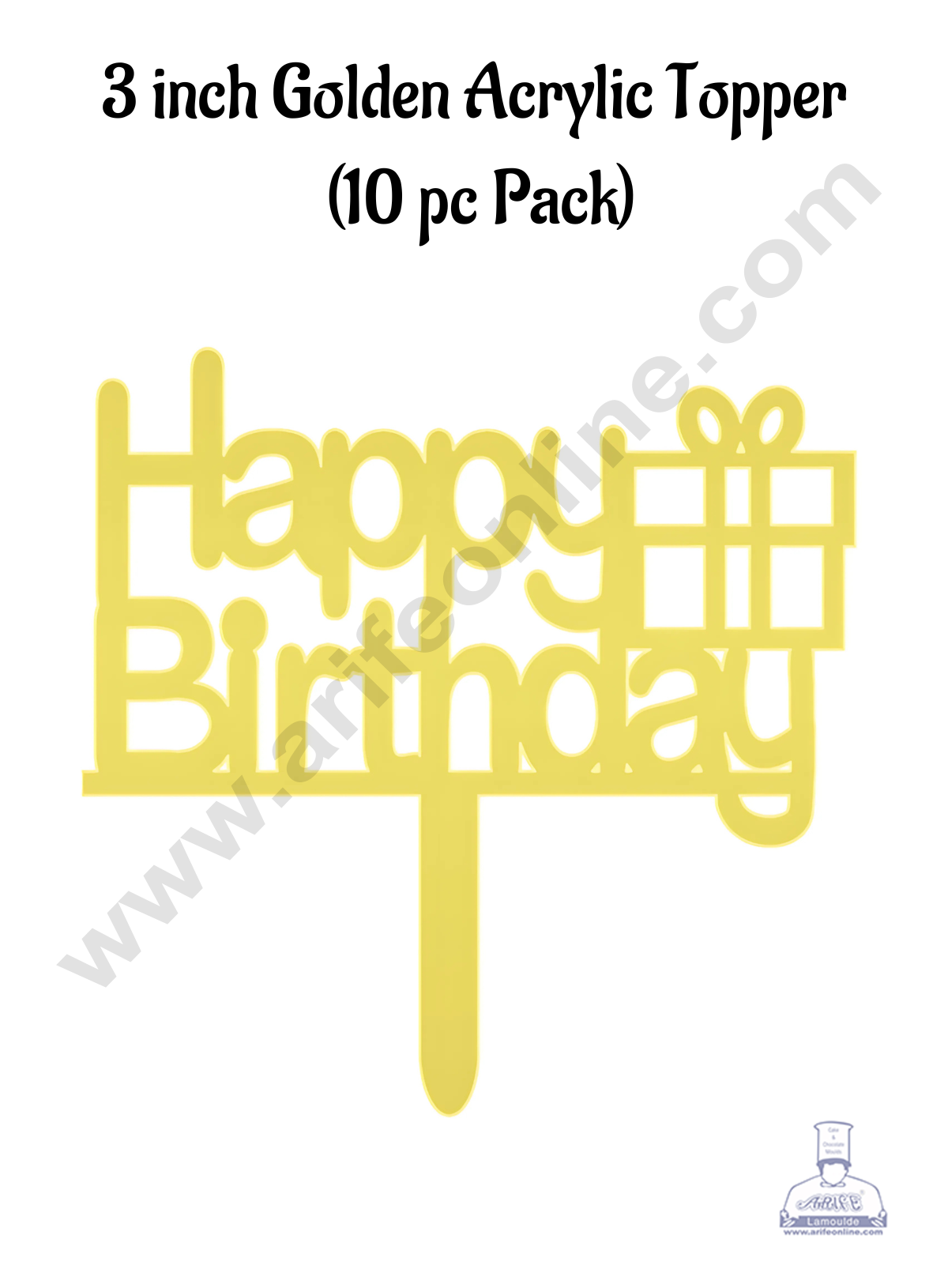 CAKE DECORβ’ 3 Inch 10 pcs Golden Acrylic Cake Topper - Happy Birthday ( SBMT-3INCH-08 )