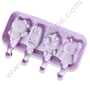 4 Cavity Cartoon Character Silicone Cakesicle Mould (Pack of 1 )| Popsicle Easy Ice Cream Bar Mould - CAKE DECOR™