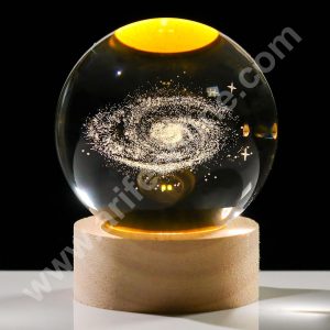 3D Galaxy Crystal Ball Night Lamp | USB Table LED with Wooden Stand  | Cake Decoration