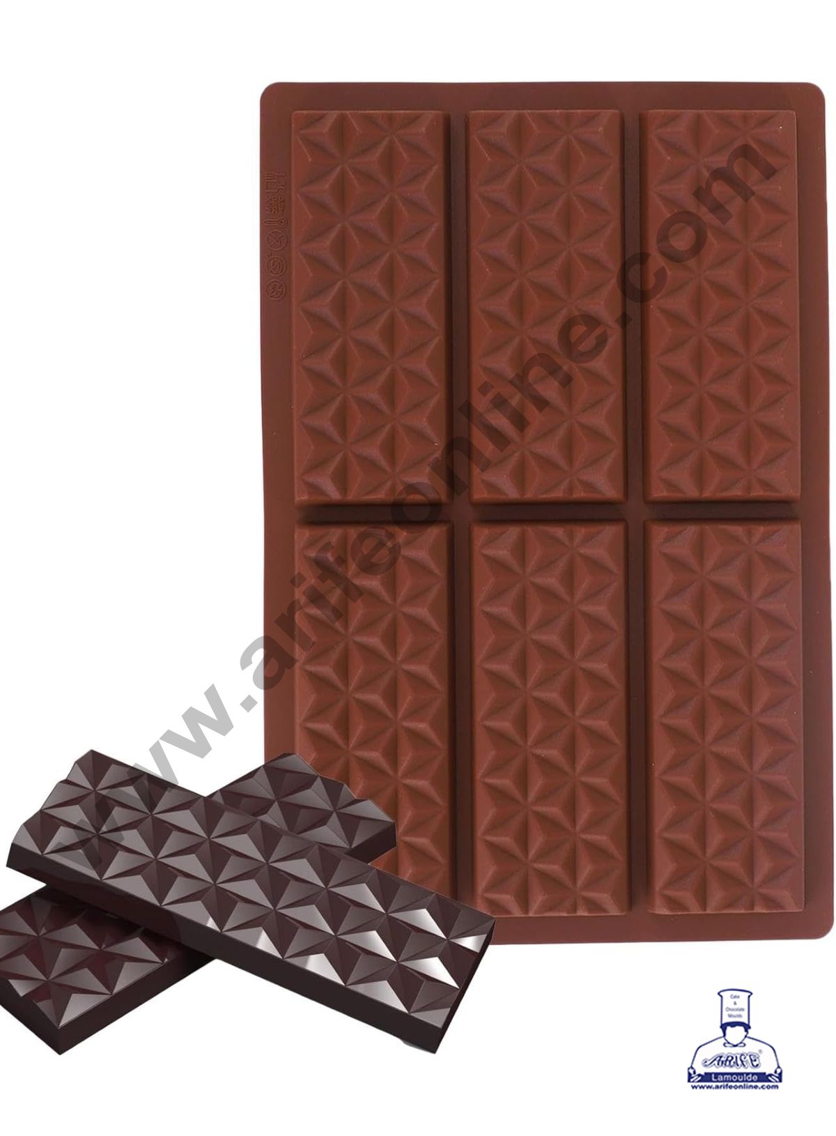 Cake Decor 6 Cavity Diamond Shape Chocolate Bar Silicone Chocolate Mould Muffin Mold SBSM-7229