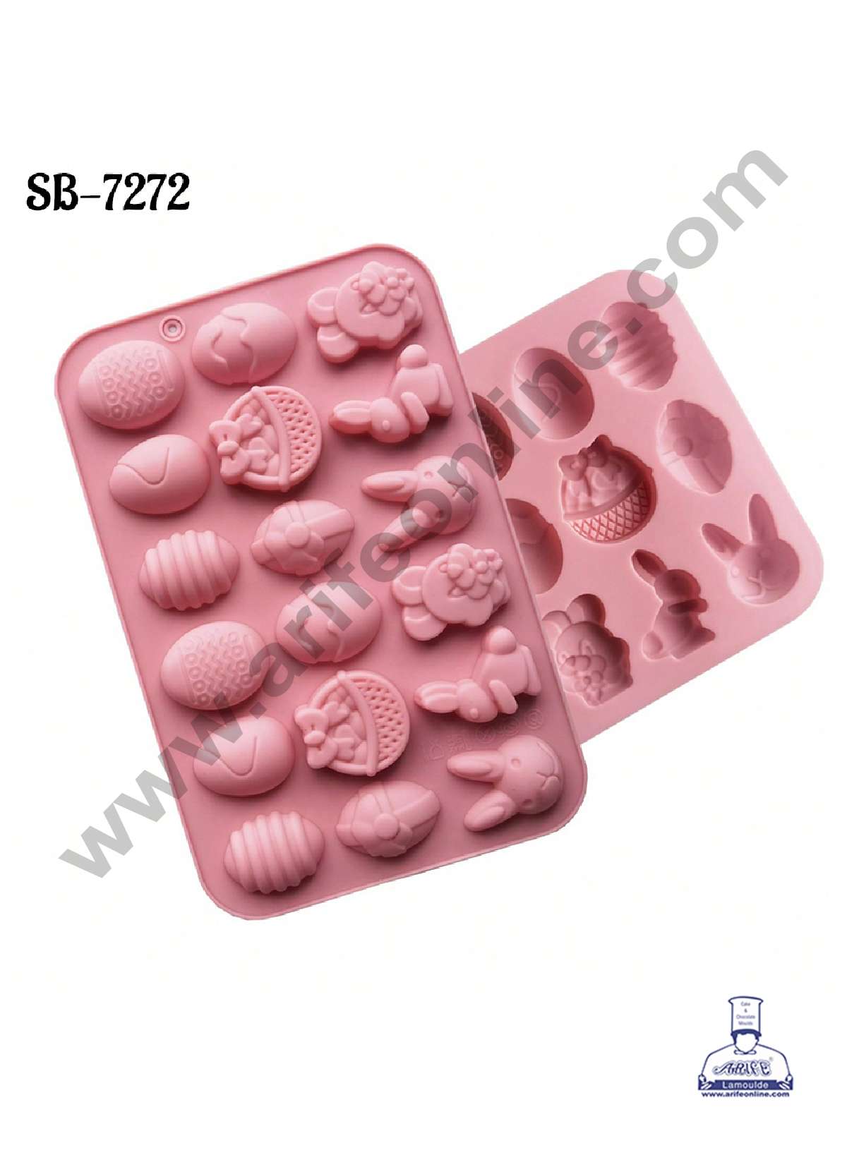 CAKE DECORβ’ 18 Cavity Egg, Bunny, Basket Shape | Easter Theme Silicone Chocolate Mould - SB-7272