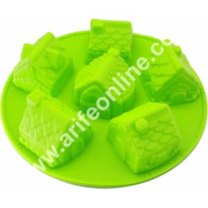 CAKE DECORβ’ 6 Cavity 3D Gingerbread Houses Cake, Soap, Gingerbread Houses Silicone Mould
