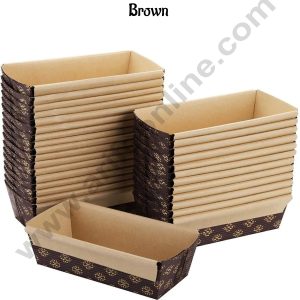 CAKE DECOR™ Novacart Bake & Serve Paper Baking Mould - Small Brown Plum Cake Mould 10 Pcs (SB-G9F-10338)