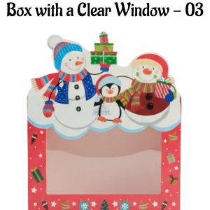 Small Christmas Themed Goodie Box with a Clear Window - 03 | 16 x 8 x 12 cm | 1 Piece - CAKE DECORβ’