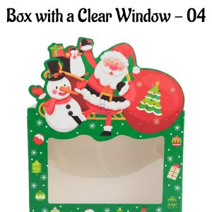 Small Christmas Themed Goodie Box with a Clear Window - 04 | 16 x 8 x 12 cm | 1 Piece - CAKE DECORβ’