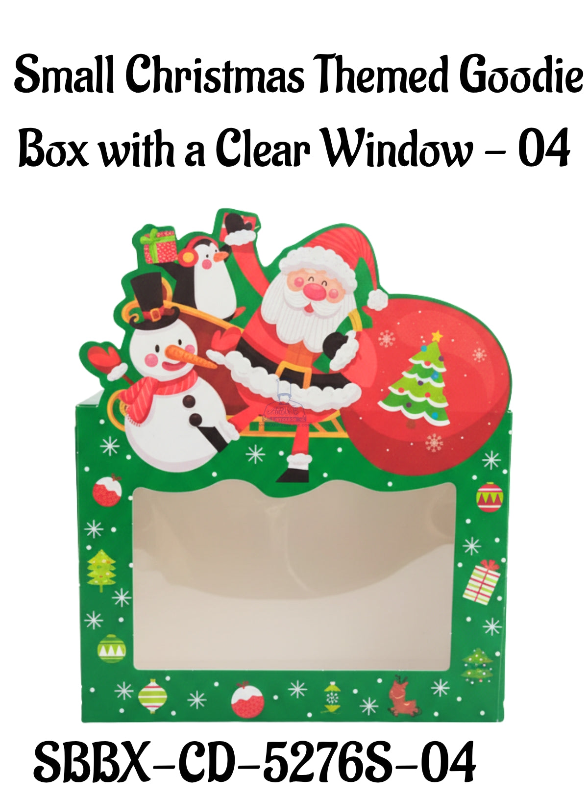 Small Christmas Themed Goodie Box with a Clear Window - 04 | 16 x 8 x 12 cm | 1 Piece - CAKE DECORβ’