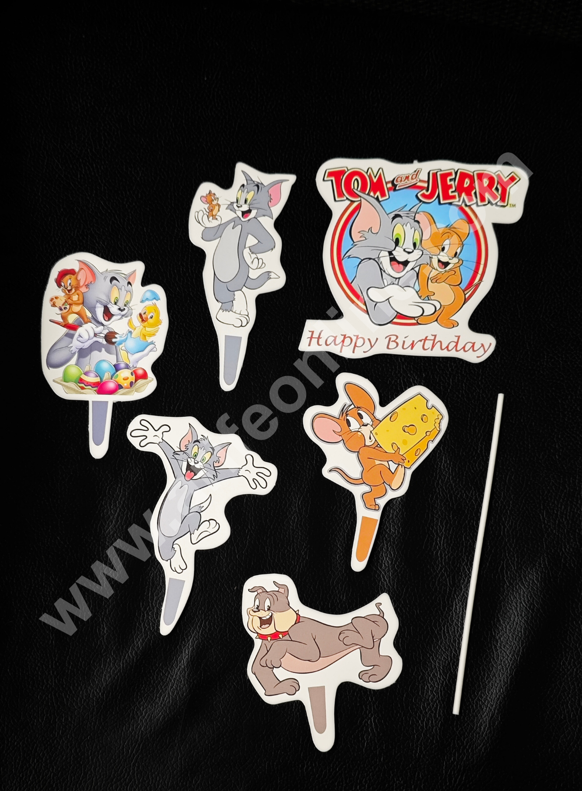 Cake Decor™ 6 pcs Happy Birthday Tom and Jerry Theme Paper Topper For Cake And Cupcake SBMT-PT-079