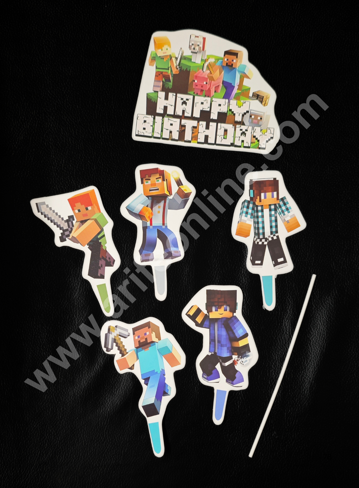 Cake Decor™ 6 pcs Happy Birthday Mine craft Theme Paper Topper For Cake And Cupcake SBMT-PT-073