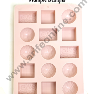 CAKE DECOR™ 15 Cavity Silicone Chocolate Mould – Mold with Assorted Designs for Chocolates & Candies