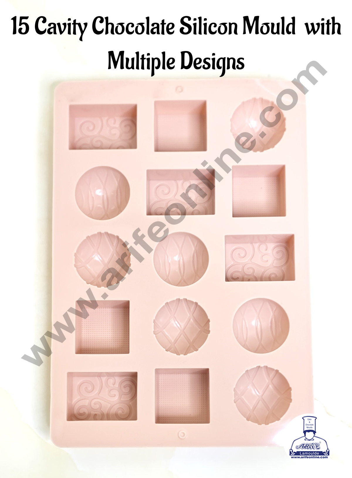 CAKE DECORβ’ 15 Cavity Silicone Chocolate Mould β Mold with Assorted Designs for Chocolates & Candies