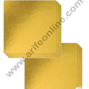 Cake Decor MDF Cake Base Gold Color 10 Pieces Square - 7 inch