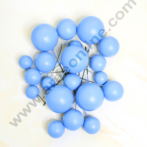 CAKE DECOR™ Matte Pastel Blue Faux Ball Topper For Cake and Cupcake Decoration - 20 pcs Pack