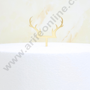 CAKE DECOR™  3 inch Gold Acrylic Stylish Reindeer Antlers Cutout Cake Topper Cake Decoration |  10 piece pack (SBMT - 6036)