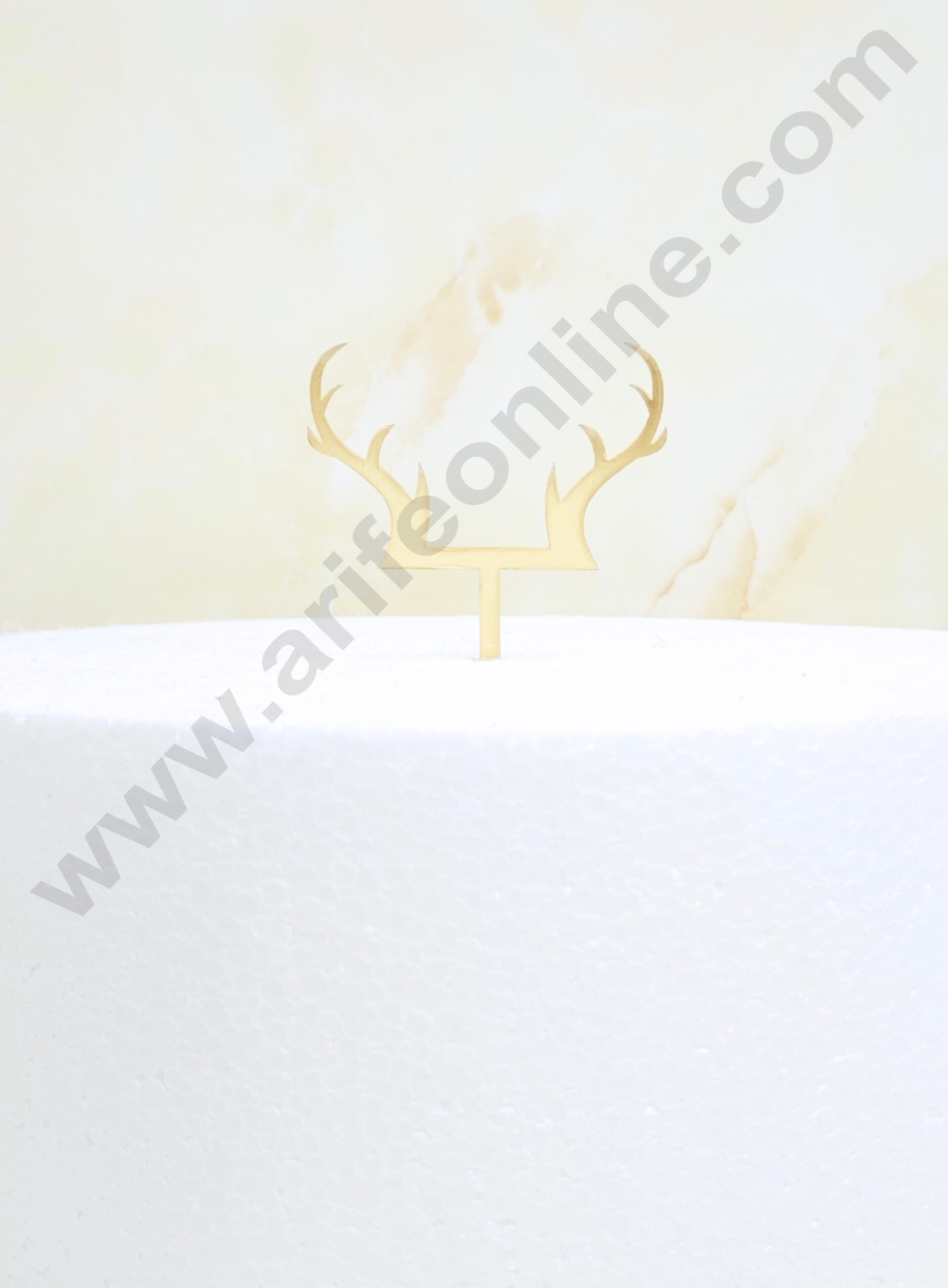 CAKE DECORβ’ 3 inch Gold Acrylic Stylish Reindeer Antlers Cutout Cake Topper Cake Decoration | 10 piece pack (SBMT - 6036)