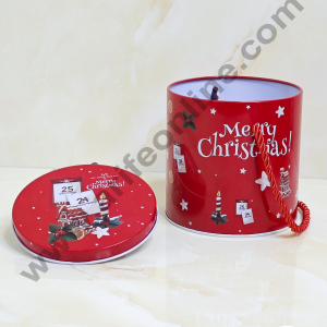 Merry Christmas Tins | Round Storage Containers Tins | Tin Holders Box with Rope & Lids | Random Pattern