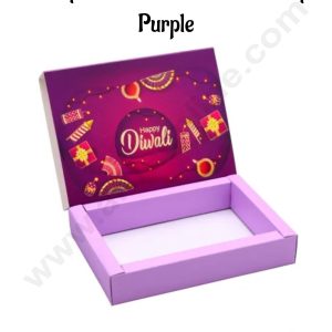 6 Cavity Diwali Sliding Hamper Box Without Cavity - Purple (1 Piece Pack) - CAKE DECOR™