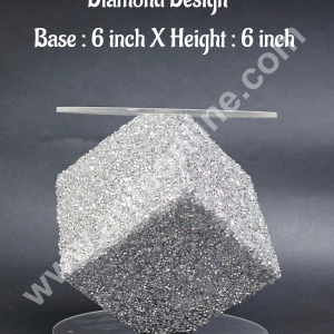 CAKE DECOR™ Silver Square Cake Spacer with Diamond Design For Cake and Cupcake Decoration  - Base 6 inch X Height 6 inch