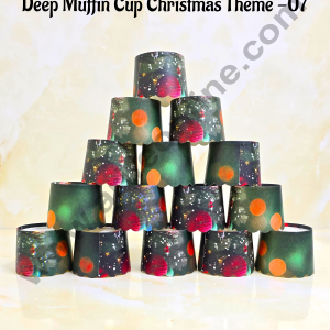 CAKE DECOR™ Deep Muffin Cup Christmas Theme | Muffin Cupcake Liners (50Pcs Pack) Design-07