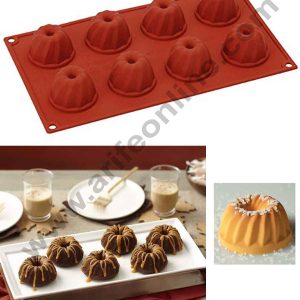 Cake Decor Silicon 8 cavity Mini Guglhupf Shape Mould Muffin Cupcake Mould