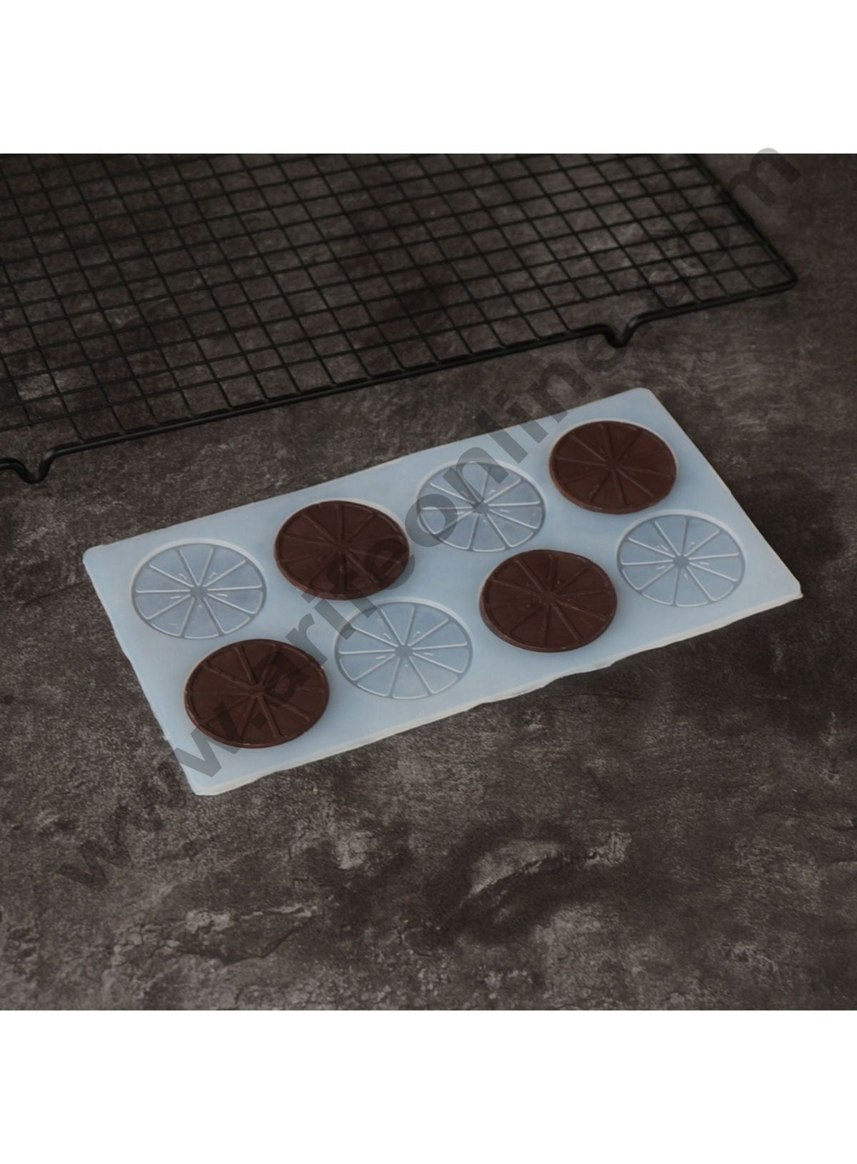 Cake Decor Silicon 8 in 1 Funny Orange Slice Shape Chocolate Garnishing Mould Cake Insert Decoration Mould