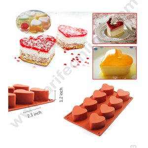 Cake Decor 8 Cavity Silicon Heart Mould Baking Chocolate Cake (SBSM-832)