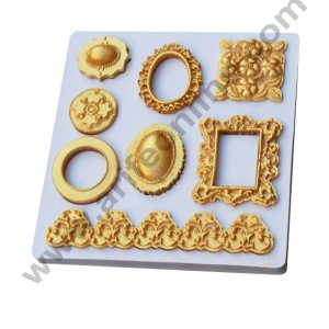 Cake Decor Silicon Retro Frame Jewelry Borders Silicon Fondant Mould Marzipan Mould
