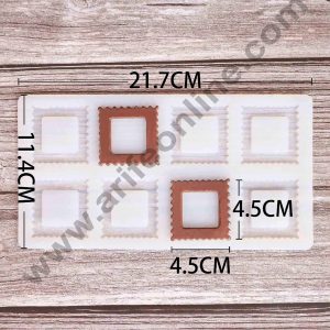 Cake Decor Silicon 8 in 1 Hollow Square Shape Chocolate Garnishing Mould Cake Insert Decoration Mould