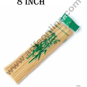 Cake Decor Natural Bamboo Wooden Skewer Satay Sticks /BBQ Sticks for Kebab Chicken Paneer Tikka Fruits Salad for Barbecue and Grilling (8 inches)