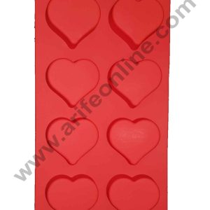 Cake Decor 8 in 1 Silicone Heart Shape Soap Mold Non Stick Mold for Soap Making Jelly Desserts and Baking Mould