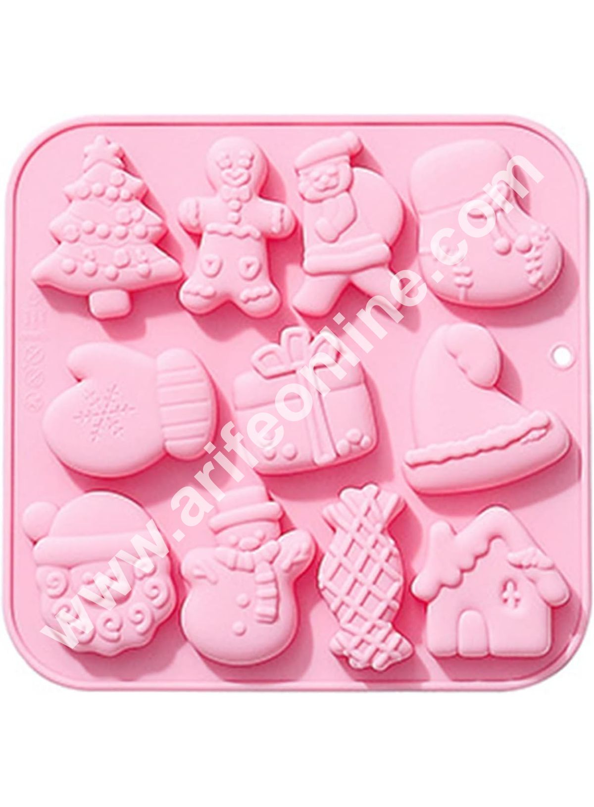 CAKE DECOR™ 11 Cavity Silicon Christmas Theme Tree, Snowman, House, Cap Silicon Chocolate Mould Jelly Mould - D1023