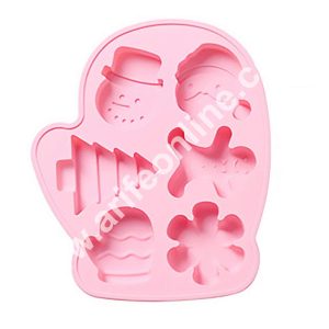 CAKE DECOR™ 6 Cavity Christmas Silicone Cake Molds | Glove Shaped with Tree, Santa, Snowman Mould