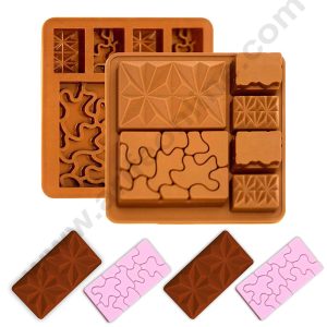 Cake Decor 6 Cavity Multi Shapes Bar Silicone Chocolate Mold ( SBCM-735)