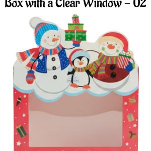 Large Christmas Themed Goodie  Box with a Clear Window - 02 | 20 x 9 x 14.5 cm | 1 Piece - CAKE DECOR™