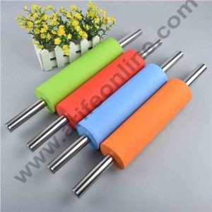 Cake Decor Silicone Flour Stick Rolling Pin Stainless Steel Handle Made of Dough Kitchen Baking Tools Random Color