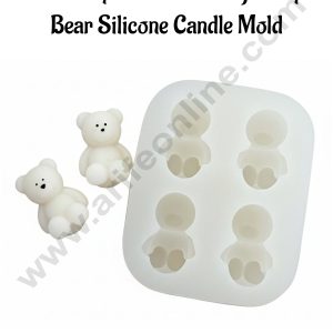 CAKE DECORβ’ 4-Cavity 3D Mini Sitting Teddy Bear Silicone Candle Mold βSB-SCM-DYF7368β