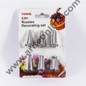 Cake Decor 6 Piece Cake Decorating Set Frosting Icing Piping Bag Tips With Steel Nozzles. Reusable & Washable.