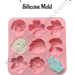 CAKE DECOR™ 9-Cavity Multi-Floral and Motif Silicone Mold│SBSM-XY780│