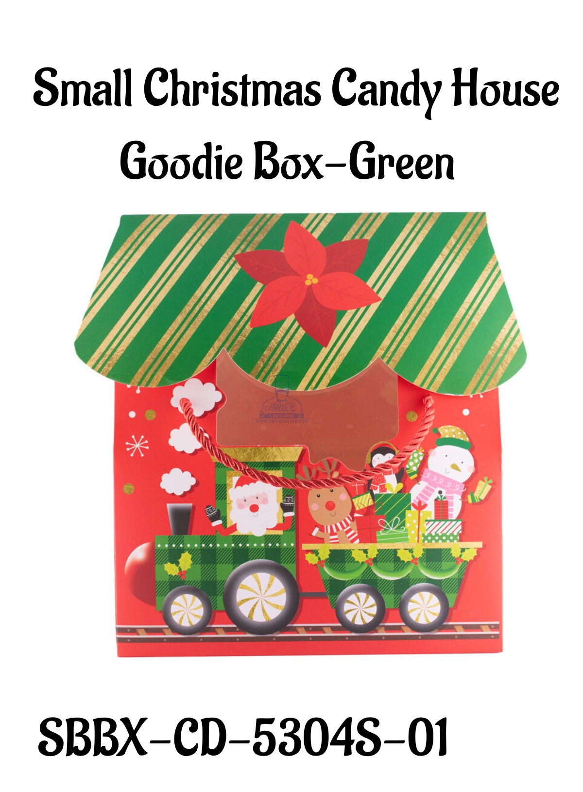 Small Christmas Candy House Goodie Box-Green | 19 x 9 x 23 cm | 1 Piece - CAKE DECOR™